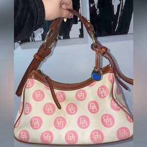 Vintage Dooney & bourke PINK/ CREAM polka dot shoulder bag